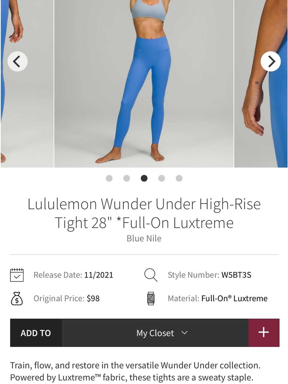 lululemon athletica high-rise leggings in bright blue